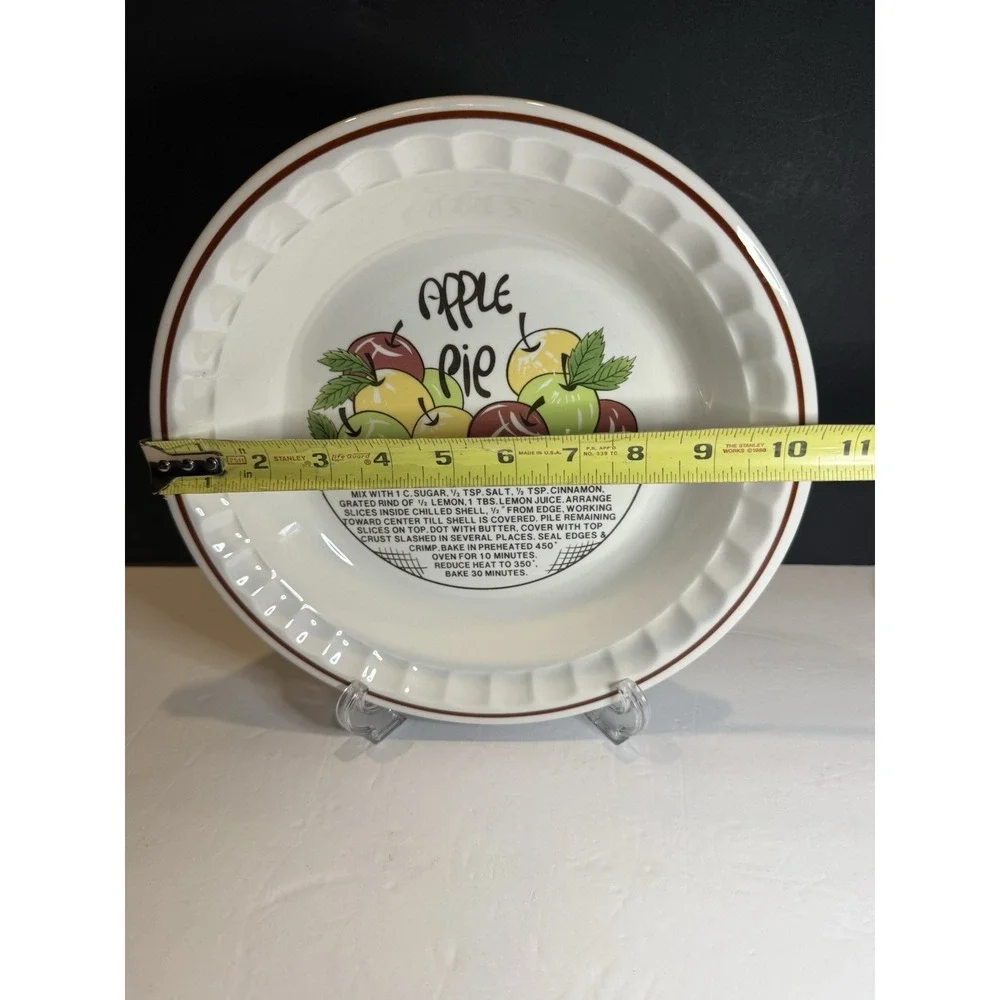 Vintage Hankook Apple Pie Recipe Ceramic Pie Plate Korea 10.5